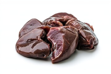 fresh chicken liver isolated on a white background