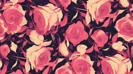 abstract floral background, seamless pattern with wilting roses
