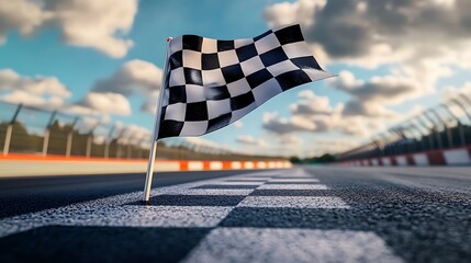 racing flag on the road
