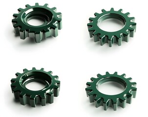 Green Gears Isolated on White Background