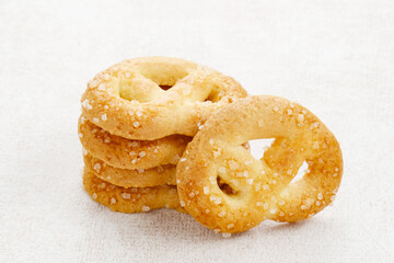 Sweet and tasty vanilla butter cookies. Isolated on white background.
