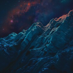 Dark colorful background of space with texture of planet and mountains