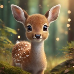 Portrait of a cute little deer taken in the forest