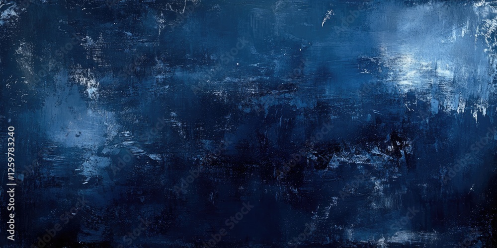 Poster abstract grunge artwork featuring deep navy blue tones with textured brush strokes blending seamless