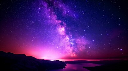 a pinkish purple galaxy with asteroids