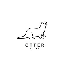 Obraz premium Minimalistic Otter Vodka Logo in Black and White Style