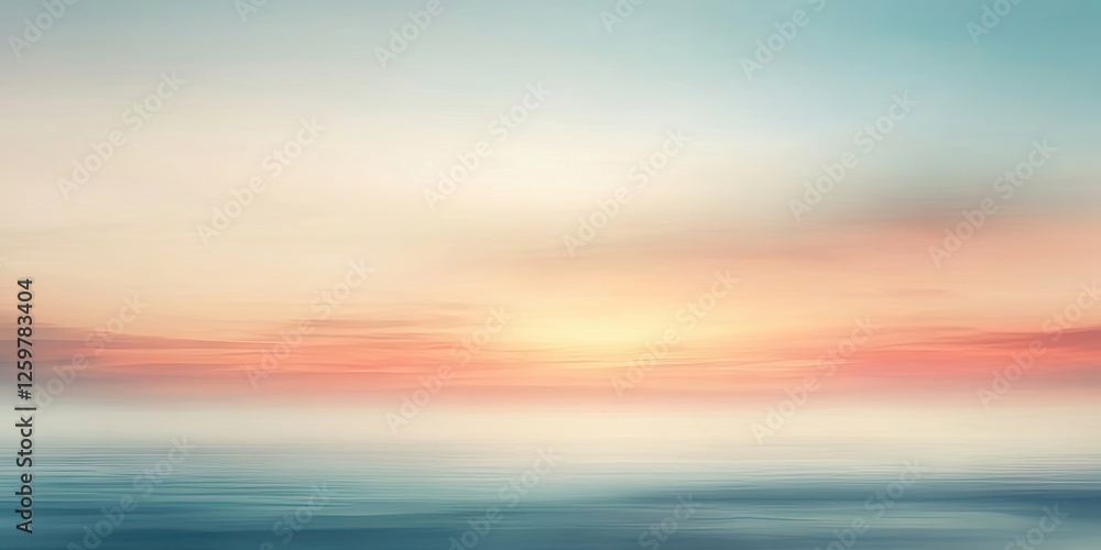 Poster serene abstract blurred background showcasing soft dawn light transitioning from warm pinks to cool 