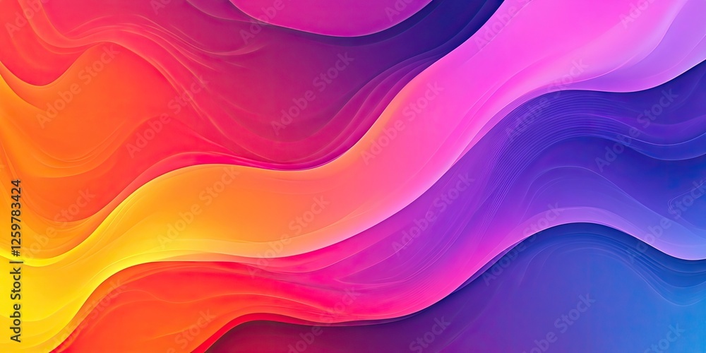 Poster multicolored gradient abstract background featuring flowing waves in vibrant hues of pink, orange, a