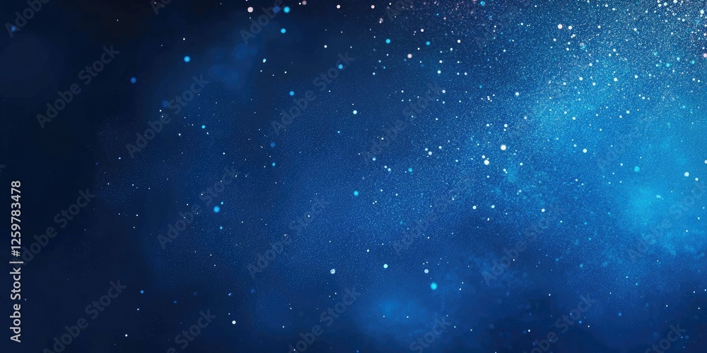 Poster abstract deep blue background with scattered white and light blue spots creating a dreamy, starry ef