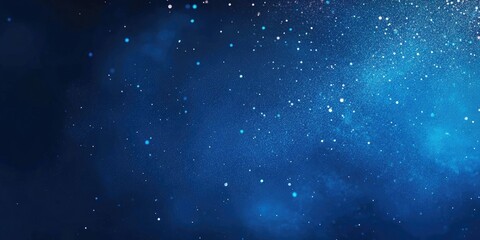 Abstract deep blue background with scattered white and light blue spots creating a dreamy, starry effect ideal for copy space on the left side.