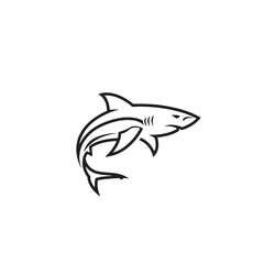 Minimalist Line Drawing of a Shark in Motion on White Background