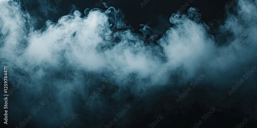 Poster dark smoky wisps flowing across the image from left to right against a deep black background with sh