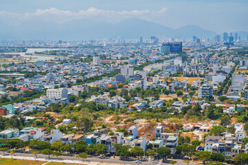 Fototapeta premium View of Da Nang city from the height of the marble mountains
