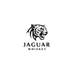 Black Jaguar Illustration with Whiskey Branding on White Background