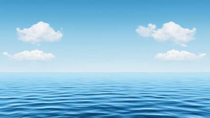 Obraz premium majestic ocean reflecting sky with fluffy clouds above