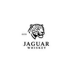 Elegant Jaguar Whiskey Logo in Monochrome Design Featuring Majestic Big Cat