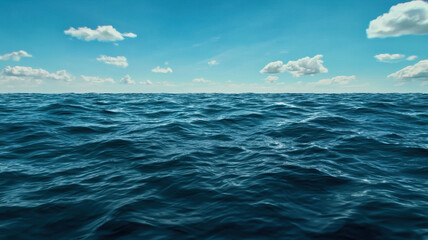 Obraz premium majestic ocean reflecting sky with gentle waves under clear blue sky