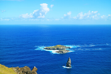 Motu Nui Island, with the Smaller Motu Iti Island and the Motu Kao Kao Sea Stack as Seen from...