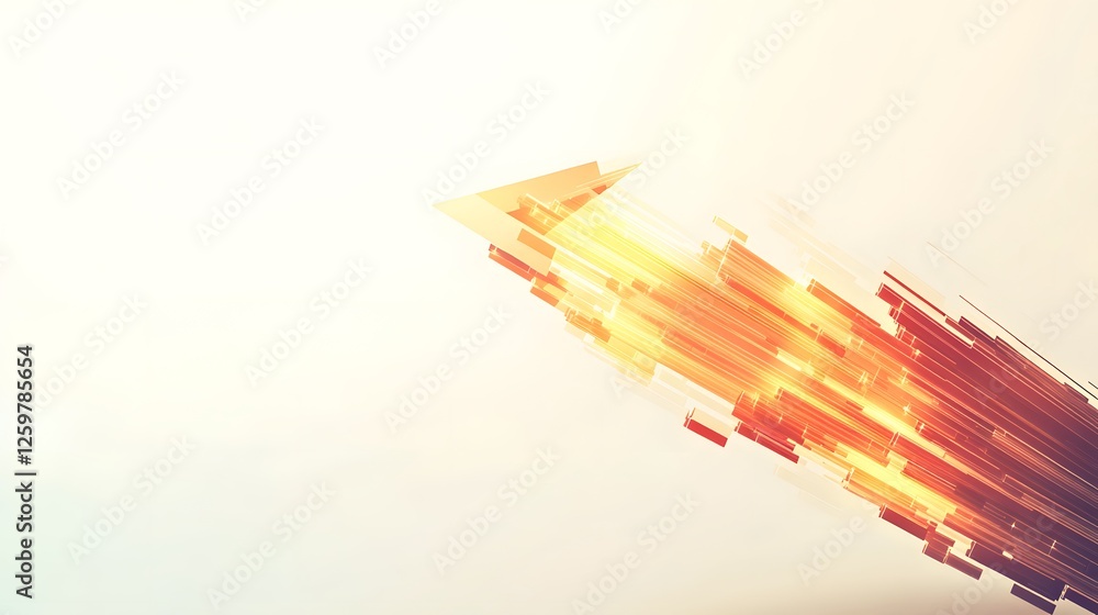 Poster abstract arrow composed of rectangles pointing toward the upper right