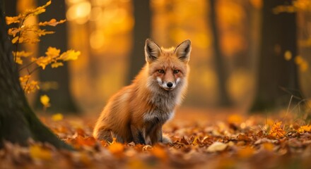 Fox in Autumn Forest
