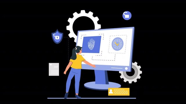 Showcase digital safety with flat vector designs of shields, data encryption, and secure networks in sleek animations.