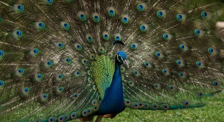 Obraz premium Peacock with Open Feathers 