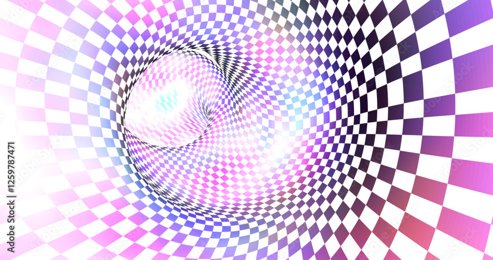 Poster vector black and white striped pattern that creates a 3d optical illusion with curved and distorted 