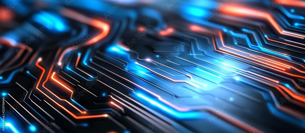 Poster robot hand touching ai circuit with digital data background