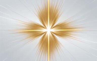 Naklejka premium Abstract Golden Light Burst Radiating Energy Bright Star Glowing Lines Grey Background