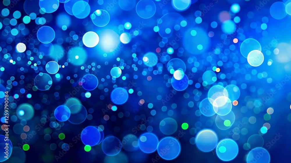 Poster captivating blue bokeh patterns illuminate a whimsical night in a serene atmosphere. generative ai