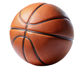 Close-up of a basketball on a transparent background