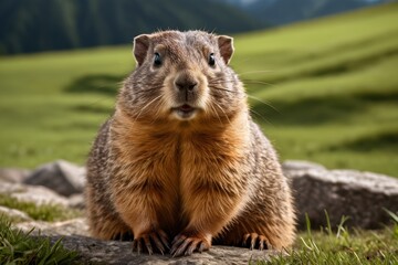 Fototapeta premium there is a small animal that is standing on a rock