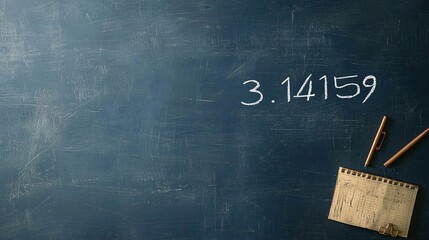 Celebrating National Pi Day Fine White Chalk Art on Textured Blackboard with Mathematical Symbols and Elements