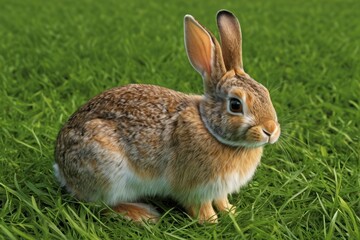 Fototapeta premium there is a rabbit that is sitting in the grass