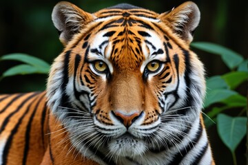 Fototapeta premium there is a tiger that is looking at the camera