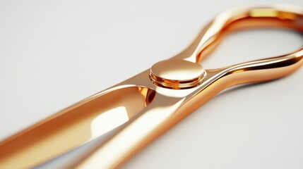 Rose gold shears on white; close-up studio shot