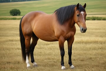 Obraz premium there is a brown horse standing in a field of grass