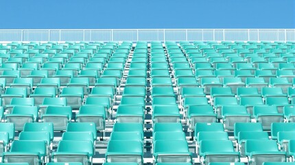 Naklejka premium A row of blue chairs are empty