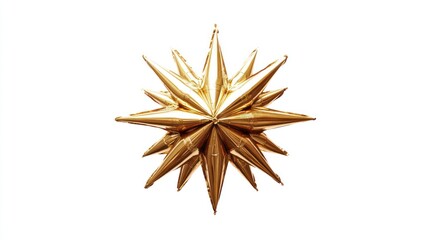 Gold star balloon floating, white background, holiday decor