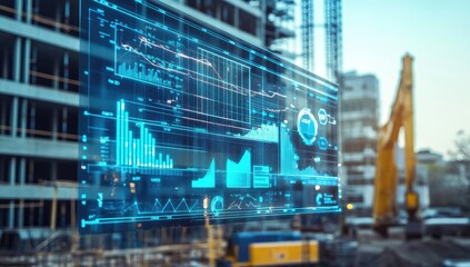 Construction Site with Digital Data Overlay