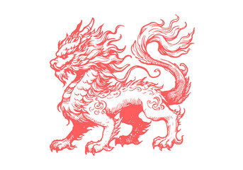 Qilin hand drawn sketch vector