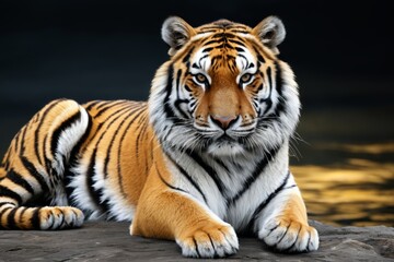 Obraz premium there is a tiger that is laying down on a rock