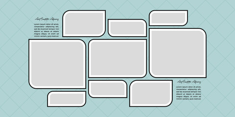 Pictures or photos frame collage. comics page grid layout abstract photo frames and digital photo wall template