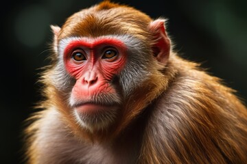 arafed monkey with red eyes and a long hair