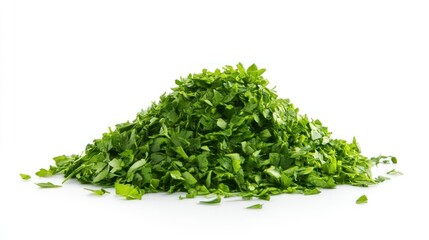 Fototapeta premium Chopped parsley pile, studio shot, white background, food ingredient