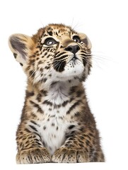 Obraz premium Adorable Leopard Cub Looks Up, Wildlife