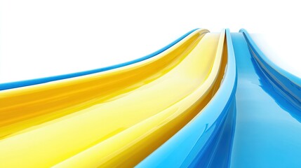 Twin water slides curve towards bright background