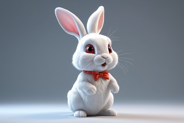 Obraz premium arafed white rabbit with red eyes and a bow tie