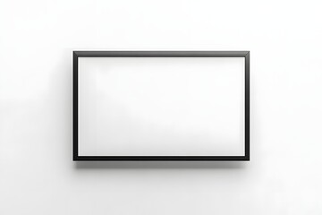 Blank framed screen on white wall, mockup