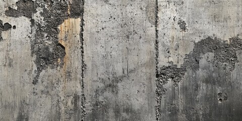 Textured concrete wall with weathered gray and brown tones, featuring vertical cracks and peeling, positioned centrally for a gritty industrial look.